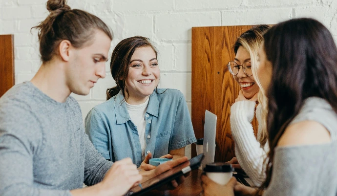 A group of friends at a coffee shop